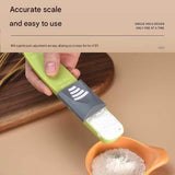 2 pcs Green Adjustable Measuring Spoon - 9 Level Dual Head Kitchen Scale for Baking and Coffee - ABS Material, Clear ML and G Markings, Space Saving Design, Precise Ingredient Control