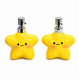2 pcs Cute Star Shaped Ceramic Soap Dispenser - 400ml Yellow Bathroom Lotion Bottle - Press Pump for Hand Wash, Shampoo,  Sink Organizer, Decorative Vanity Accessory In Australia - Darrahopens