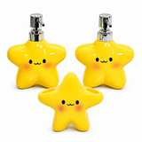 Star Electric Toothbrush Holder and Ceramic Lotion Bottle Set - Yellow Plastic Toothbrush Organizer with Dual Slots, 400ml Ceramic Pump Dispenser for Bathroom Countertop, Space Saving Home Decor In Australia - Darrahopens