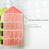 Pink 16 Pocket Hanging Wardrobe Organizer - Clear PE and Polyester Storage Bag with 16 Visible Compartments, Space Saving Over Door or Closet Hanger for Socks Underwear Accessories, Foldable Home Tidy Solution In Australia - Darrahopens