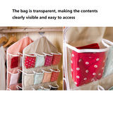 Beige 16 Pocket Hanging Wardrobe Organizer - Clear PE and Polyester Storage Bag with 16 Visible Compartments, Space Saving Over Door or Closet Hanger for Socks Underwear Accessories, Foldable Home Tidy Solution In Australia - Darrahopens