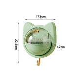 Green Cat-shaped design Wall Mount Storage Box - Dustproof Transparent Lid with Internal Dividers and Bottom Hook, PP PET ABS Adhesive Organizer for Bathroom Vanity, Space Saving Skincare and Cotton Bud Holder