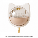 Beige Cat-shaped design Wall Mount Storage Box - Dustproof Transparent Lid with Internal Dividers and Bottom Hook, PP PET ABS Adhesive Organizer for Bathroom Vanity, Space Saving Skincare and Cotton Bud Holder In Australia - Darrahopens
