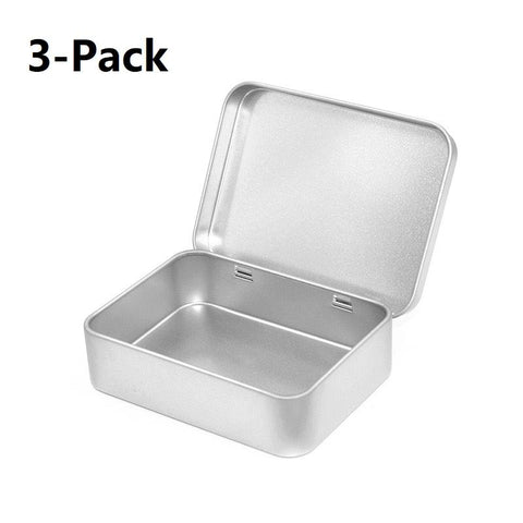 3-Pack Silvery Portable Metal Storage Box for Cotton Swabs and Coins – Compact and Portable (95x70mm), Durable Storage Accessory