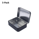 3-Pack Black Portable Metal Storage Box for Cotton Swabs and Coins – Compact and Portable (95x70mm), Durable Storage Accessory