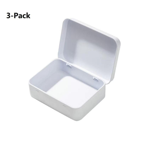 3-Pack White Portable Metal Storage Box for Cotton Swabs and Coins – Compact and Portable (95x70mm), Durable Storage Accessory In Australia - Darrahopens