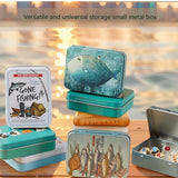 3-Pack Large fish patterns Portable Metal Storage Box for Cotton Swabs and Coins – Compact and Portable (95x70mm), Durable Storage Accessory