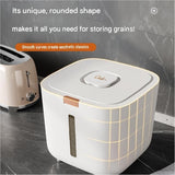 Medium Size [Approx. 5–8 catties of cat/dog food] Sealed Rice Storage Container with Push-Button Lid - Moisture and Insect Proof Design, Transparent Level Window, Airtight Silicone Seal for Kitchen Pantry Organisation