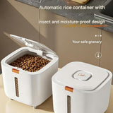 Large Size [Approx. 12-15 catties of cat/dog food] Sealed Rice Storage Container with Push-Button Lid - Moisture and Insect Proof Design, Transparent Level Window, Airtight Silicone Seal for Kitchen Pantry Organisation