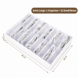 White Storage Box Set（Extra-large storage box + 22 small boxes） - Transparent Flip-Lid Compartments, Multi-Use Organiser for Chargers, Earbuds, Cards and Jewellery In Australia - Darrahopens