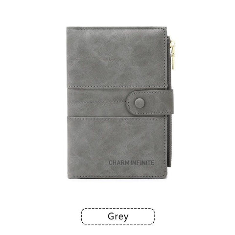 Grey RFID-Protected Travel Passport Wallet - Slim Multi-Compartment Organiser for Cards, ID, SIM & Documents, PU Leather Finish