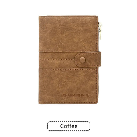 Coffee RFID-Protected Travel Passport Wallet - Slim Multi-Compartment Organiser for Cards, ID, SIM & Documents, PU Leather Finish