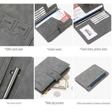 Coffee RFID-Protected Travel Passport Wallet - Slim Multi-Compartment Organiser for Cards, ID, SIM & Documents, PU Leather Finish