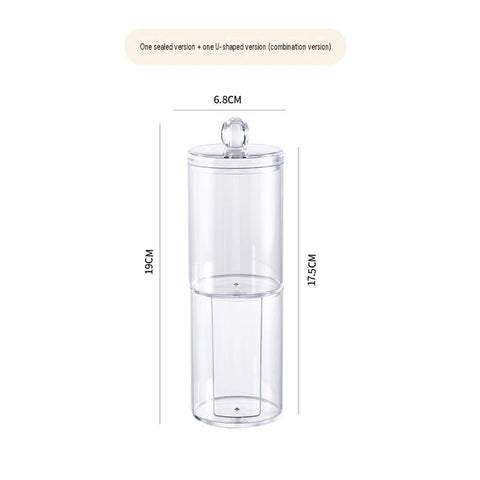 Transparent Cosmetic Storage Canister Set（Transparent combination round cup + U-shaped） – Stackable PS Organisers for Cotton Buds, Makeup Pads, Powder Puffs & Dental Floss