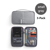 3-pack Small size Grey Travel Document Organiser - Waterproof Oxford Cloth Passport Holder With Multi-Pocket Storage - Portable Card And Cash Wallet For Holidays