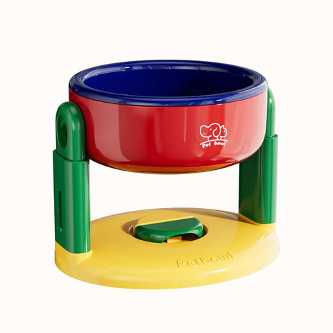 Red Adjustable Height Pet Bowl With Suction Cup Base - Anti-Spill Elevated Feeder For Cats And Dogs - 3-Level Neck Protection Design
