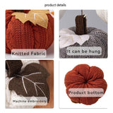 3-pack Grey Knitted Pumpkin Decoration - Polyester Fabric Fall Harvest Ornament With Hanging Loop For Thanksgiving Table Centre And Farmhouse Home Decor