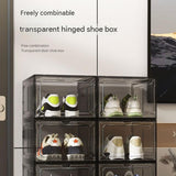 4 transparent black ones Stackable Magnetic Shoe Storage Box - Transparent PS Plastic - Front Opening Door, Dustproof Display, Space Saving Modular Design for Sneakers and Home Organisation In Australia - Darrahopens