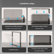 4 transparent white ones Stackable Magnetic Shoe Storage Box - Transparent PS Plastic - Front Opening Door, Dustproof Display, Space Saving Modular Design for Sneakers and Home Organisation