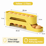 2-Tier Yellow Rolling Egg Storage Box -  Grade PP Plastic - Automatic Dispensing, Space Saving Fridge Organizer, Detachable Design for Kitchen and Refrigerator Door In Australia - Darrahopens