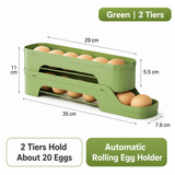 2-Tier Green Rolling Egg Storage Box -  Grade PP Plastic - Automatic Dispensing, Space Saving Fridge Organizer, Detachable Design for Kitchen and Refrigerator Door In Australia - Darrahopens