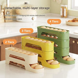 2-Tier Green Rolling Egg Storage Box -  Grade PP Plastic - Automatic Dispensing, Space Saving Fridge Organizer, Detachable Design for Kitchen and Refrigerator Door