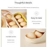 2-Tier Green Rolling Egg Storage Box -  Grade PP Plastic - Automatic Dispensing, Space Saving Fridge Organizer, Detachable Design for Kitchen and Refrigerator Door