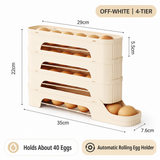 4-Tier Beige Rolling Egg Storage Box -  Grade PP Plastic - Automatic Dispensing, Space Saving Fridge Organizer, Detachable Design for Kitchen and Refrigerator Door In Australia - Darrahopens