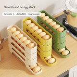 4-Tier Beige Rolling Egg Storage Box -  Grade PP Plastic - Automatic Dispensing, Space Saving Fridge Organizer, Detachable Design for Kitchen and Refrigerator Door In Australia - Darrahopens