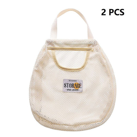 2 pcs Beige Hanging Mesh Storage Bag - Breathable Canvas Organizer for Socks and Underwear - Space Saving Wall Mount Design, Washable and Durable for Wardrobe, Dorm, and Bathroom In Australia - Darrahopens