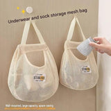 3 pcs Beige Hanging Mesh Storage Bag - Breathable Canvas Organizer for Socks and Underwear - Space Saving Wall Mount Design, Washable and Durable for Wardrobe, Dorm, and Bathroom In Australia - Darrahopens