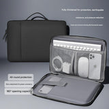 Black 180 Degree Open Laptop Sleeve - Water Resistant Oxford Fabric - Shock Absorbing Padded Protection, Multi Compartment Organizer for 13.3 Inch MacBook and Huawei Laptops