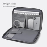 Light gray 180 Degree Open Laptop Sleeve - Water Resistant Oxford Fabric - Shock Absorbing Padded Protection, Multi Compartment Organizer for 13.3 Inch MacBook and Huawei Laptops In Australia - Darrahopens