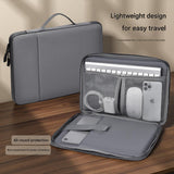 Light gray 180 Degree Open Laptop Sleeve - Water Resistant Oxford Fabric - Shock Absorbing Padded Protection, Multi Compartment Organizer for 13.3 Inch MacBook and Huawei Laptops