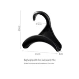 3-pack black  Arched Wardrobe Bag Hook - Heavy Duty PP Plastic Hanger for Handbags, Ties, Scarves, Hats, Fits Rods Up to 3.5cm, Space Saving Closet Organizer