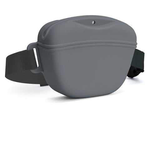 Grey Silicone Dog Training Treat Pouch - Magnetic Closure, Adjustable Waist Belt, Portable Pet Snack Bag for Walking and Obedience Training In Australia - Darrahopens