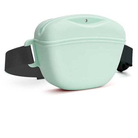 Green Silicone Dog Training Treat Pouch - Magnetic Closure, Adjustable Waist Belt, Portable Pet Snack Bag for Walking and Obedience Training In Australia - Darrahopens