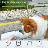 Blue Portable Silicone Pet Water Bottle and Treat Pouch Set - 550ml Foldable Leak-Proof Dog Travel Cup with Magnetic Waist Bag for Outdoor Training and Walking