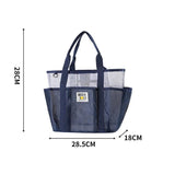 Green-White Large Capacity Mesh Beach Tote Bag - Breathable Polyester Swim Bag with Multi-Pocket Storage, Quick-Dry Design for Travel, Gym, and Poolside Use