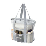 Grey small size Large Capacity Mesh Beach Tote Bag - Breathable PET  with Multi-Pocket Storage, Quick-Dry Design for Travel, Gym, and Poolside Use