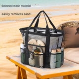Black small size Large Capacity Mesh Beach Tote Bag - Breathable PET  with Multi-Pocket Storage, Quick-Dry Design for Travel, Gym, and Poolside Use