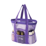 Purple small size Large Capacity Mesh Beach Tote Bag - Breathable PET  with Multi-Pocket Storage, Quick-Dry Design for Travel, Gym, and Poolside Use In Australia - Darrahopens