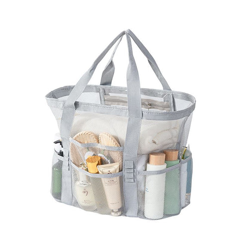 Grey large size Large Capacity Mesh Beach Tote Bag - Breathable PET  with Multi-Pocket Storage, Quick-Dry Design for Travel, Gym, and Poolside Use In Australia - Darrahopens