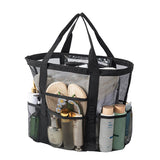 Black large size Large Capacity Mesh Beach Tote Bag - Breathable PET  with Multi-Pocket Storage, Quick-Dry Design for Travel, Gym, and Poolside Use In Australia - Darrahopens