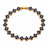 Gold and Blue Four-Leaf Clover Zircon Bracelet - Gold-Tone Alloy Lucky Charm Wristband with Full Crystal Pave, 22cm Elegant Fashion Jewellery for Women In Australia - Darrahopens