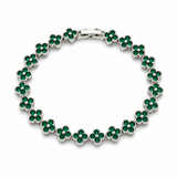 Silver and Green Four-Leaf Clover Zircon Bracelet - Gold-Tone Alloy Lucky Charm Wristband with Full Crystal Pave, 22cm Elegant Fashion Jewellery for Women In Australia - Darrahopens