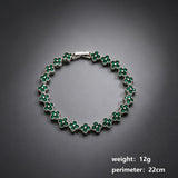 Silver and Green Four-Leaf Clover Zircon Bracelet - Gold-Tone Alloy Lucky Charm Wristband with Full Crystal Pave, 22cm Elegant Fashion Jewellery for Women In Australia - Darrahopens