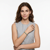 Silver and Green Four-Leaf Clover Zircon Bracelet - Gold-Tone Alloy Lucky Charm Wristband with Full Crystal Pave, 22cm Elegant Fashion Jewellery for Women In Australia - Darrahopens