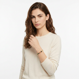 Gold and Color Four-Leaf Clover Zircon Bracelet - Gold-Tone Alloy Lucky Charm Wristband with Full Crystal Pave, 22cm Elegant Fashion Jewellery for Women