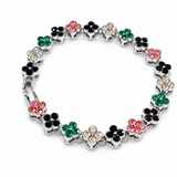 Silver and Color Four-Leaf Clover Zircon Bracelet - Gold-Tone Alloy Lucky Charm Wristband with Full Crystal Pave, 22cm Elegant Fashion Jewellery for Women In Australia - Darrahopens